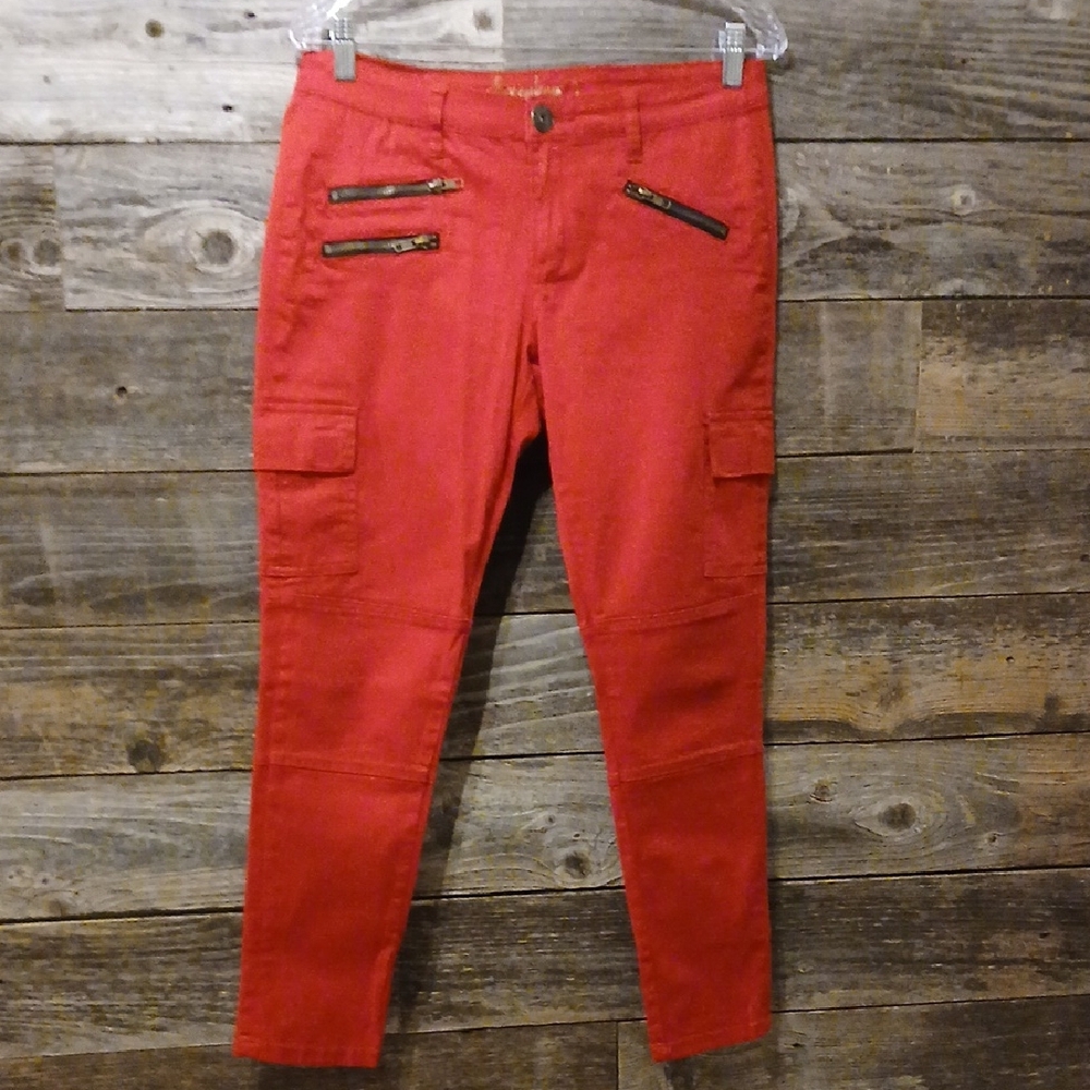 Trendy Red Women's Cargo Jeans